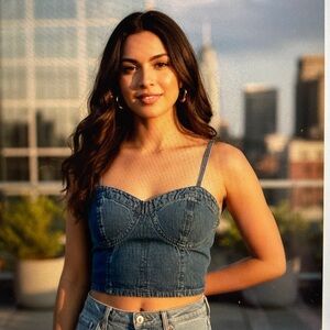 Lone Star Denim Bustier Crop Top Denim Small Cowgirl Coastal S388